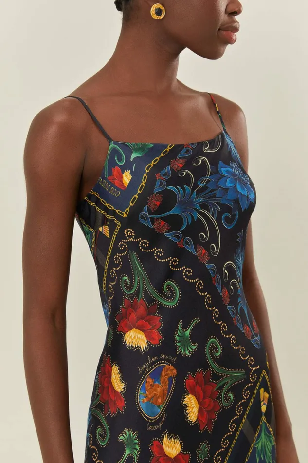 Black Mixed Arabesque Scarves Sleeveless Lenzing Ecovero Maxi Dress Women FARM Rio Maxi Dresses Black Mixed Arabesque Scarves Sleeveless Lenzing Ecovero Maxi Dress Women FARM Rio Maxi Dresses