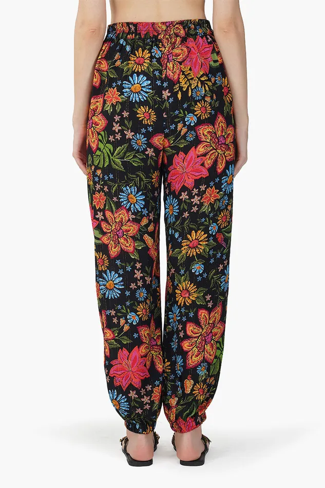 Black Multi Floret Pants Black Multi Floret Pants