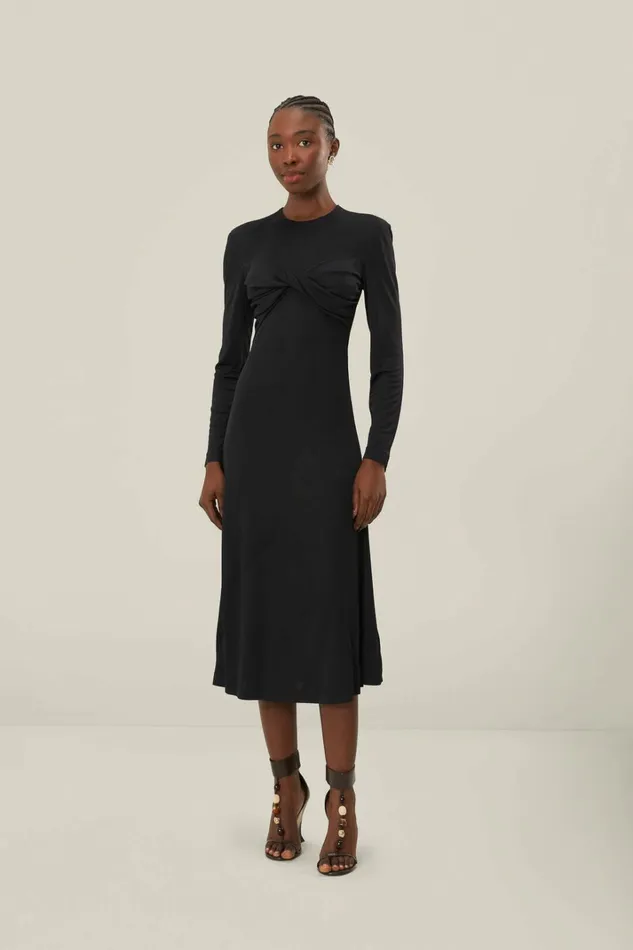 Black Twisted Cup Midi Dress Women FARM Rio Midi Dresses