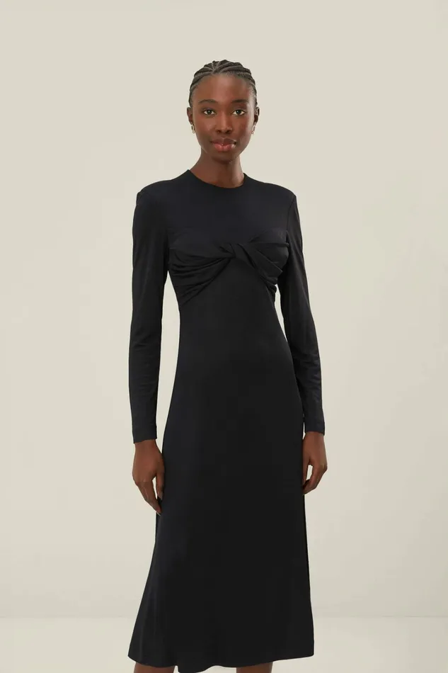 Black Twisted Cup Midi Dress Women FARM Rio Midi Dresses Black Twisted Cup Midi Dress Women FARM Rio Midi Dresses