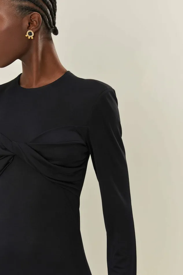 Black Twisted Cup Midi Dress Women FARM Rio Midi Dresses Black Twisted Cup Midi Dress Women FARM Rio Midi Dresses