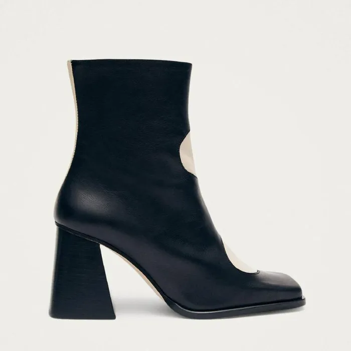 Blair Bicolor Black Cream Ankle Boots Women ALOHAS Boots