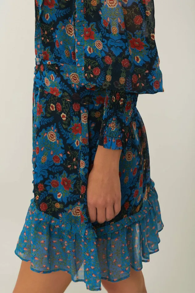 Blue Arabesque Floral High Neck Mini Dress Women FARM Rio Mini Dresses Blue Arabesque Floral High Neck Mini Dress Women FARM Rio Mini Dresses