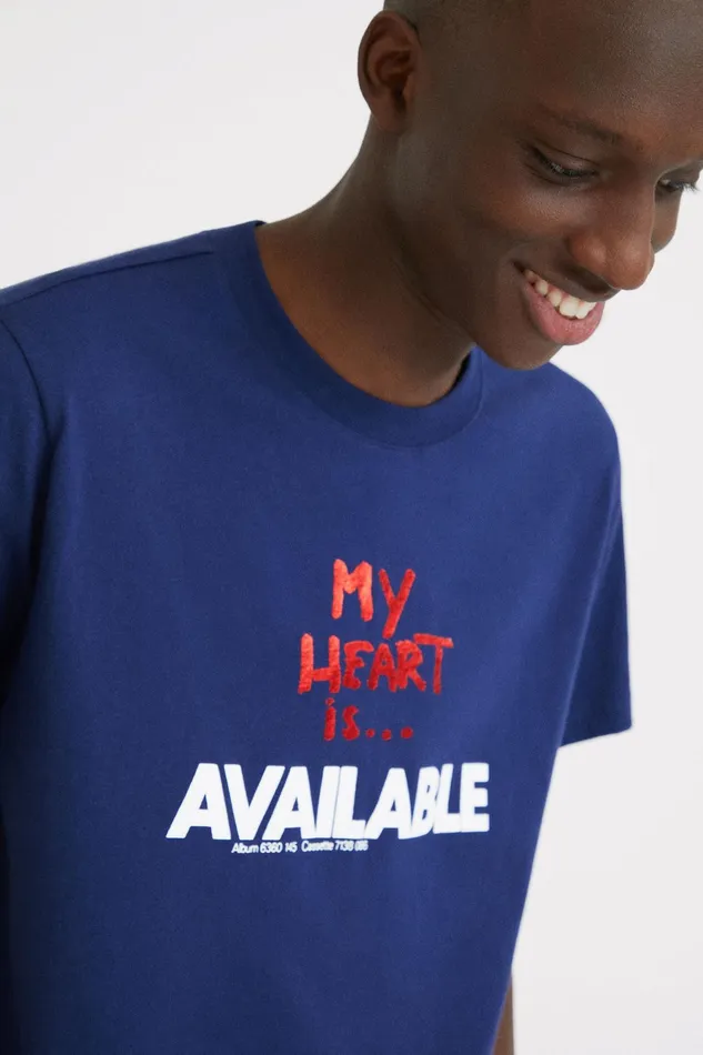 Blue Cotton Tshirt Mens Desigual Tshirt and Polos