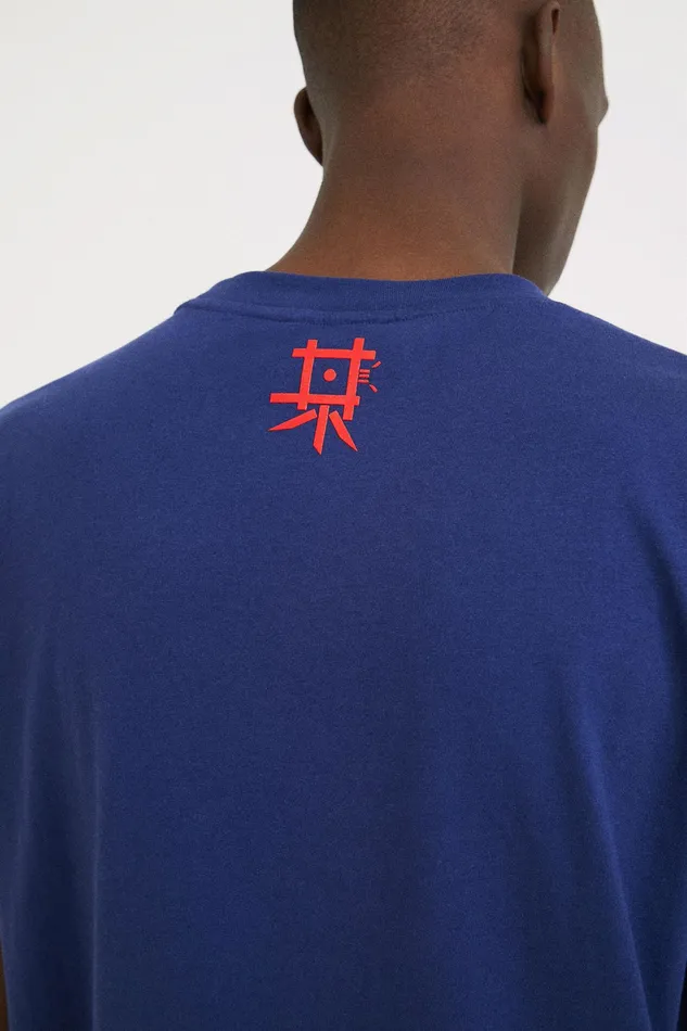 Blue Cotton Tshirt Mens Desigual Tshirt and Polos