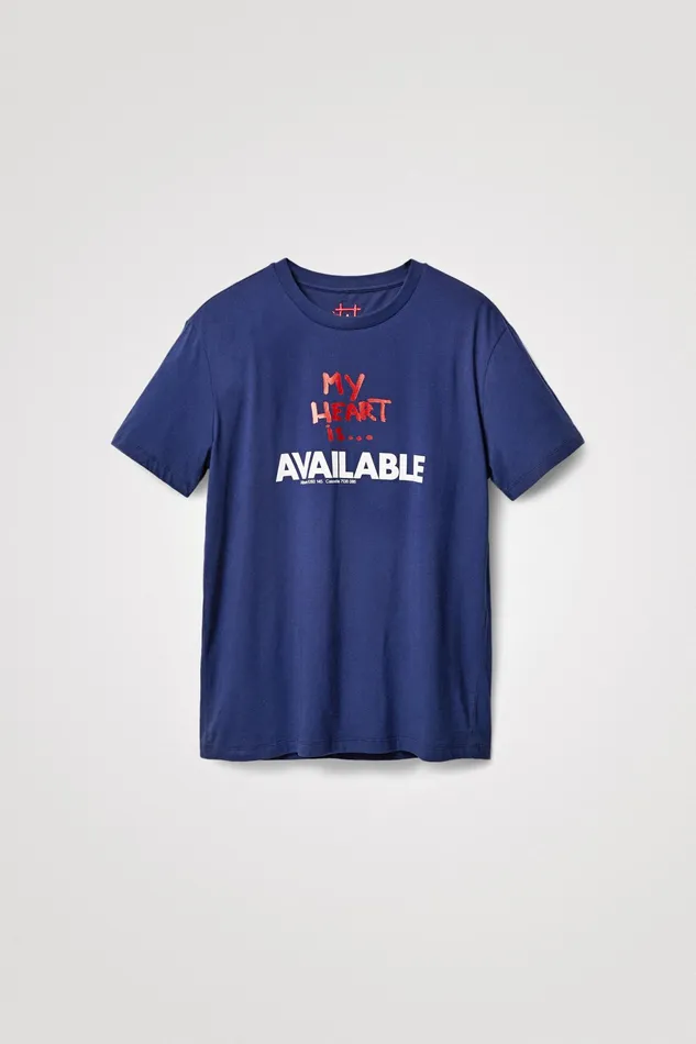 Blue Cotton Tshirt Mens Desigual Tshirt and Polos