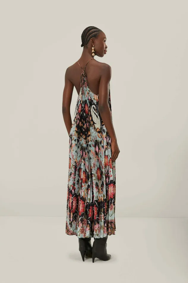 Blue Flowing Beauty Pleated Sleeveless Midi Dress Women FARM Rio Midi Dresses Blue Flowing Beauty Pleated Sleeveless Midi Dress Women FARM Rio Midi Dresses