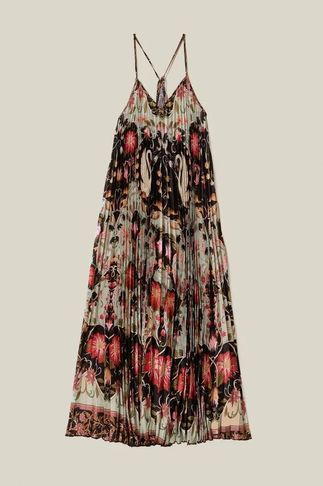 Blue Flowing Beauty Pleated Sleeveless Midi Dress Women FARM Rio Midi Dresses Blue Flowing Beauty Pleated Sleeveless Midi Dress Women FARM Rio Midi Dresses