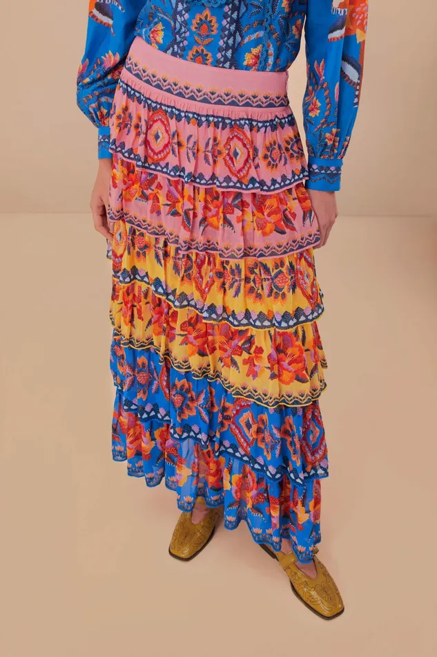 Blue Lucy Floral Ainika Maxi Skirt Women FARM Rio Skirts Blue Lucy Floral Ainika Maxi Skirt Women FARM Rio Skirts