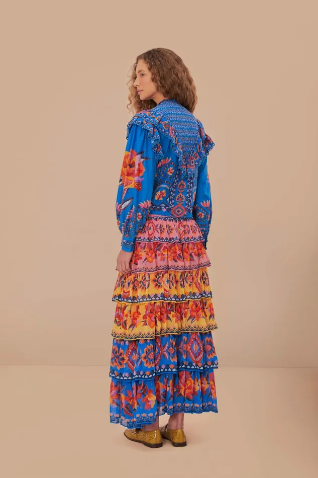 Blue Lucy Floral Ainika Maxi Skirt Women FARM Rio Skirts Blue Lucy Floral Ainika Maxi Skirt Women FARM Rio Skirts