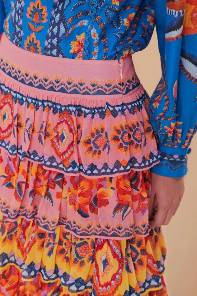 Blue Lucy Floral Ainika Maxi Skirt Women FARM Rio Skirts Blue Lucy Floral Ainika Maxi Skirt Women FARM Rio Skirts