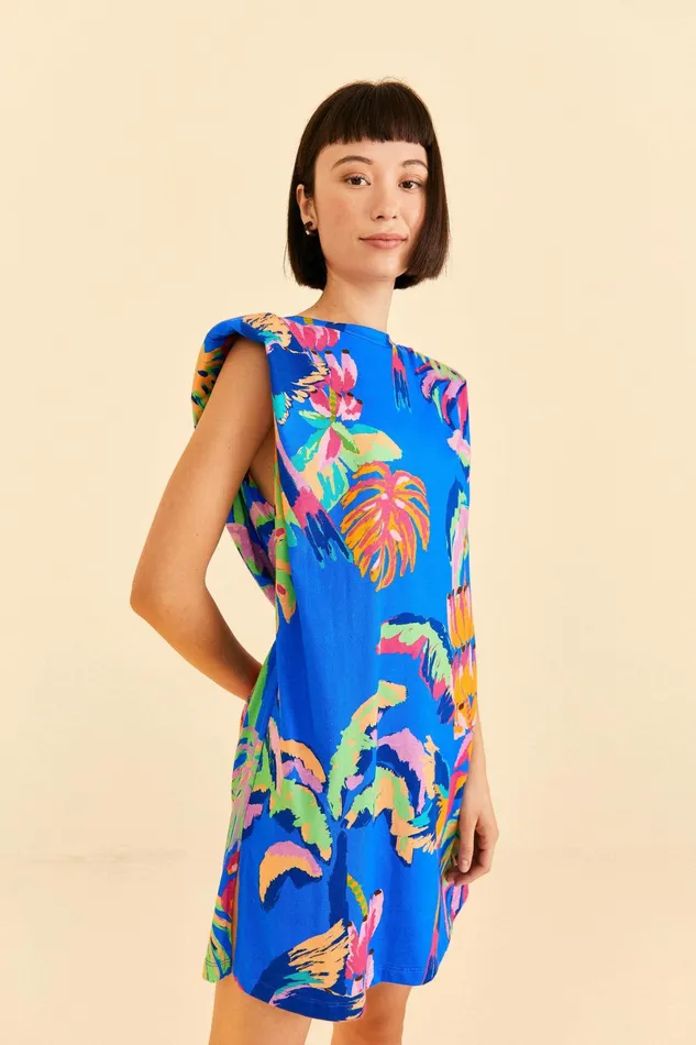 Blue Painted Jungle TShirt Dress Women FARM Rio Tshirts