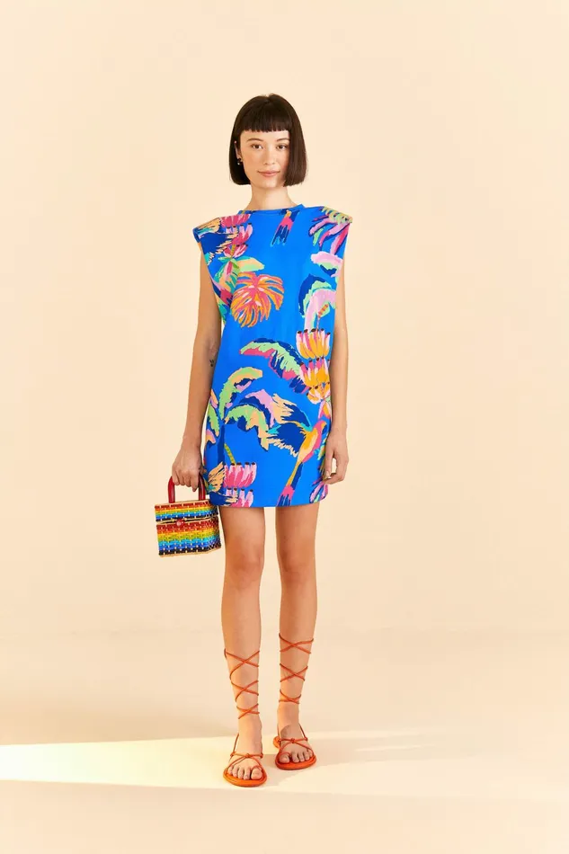Blue Painted Jungle TShirt Dress Women FARM Rio Tshirts Blue Painted Jungle TShirt Dress Women FARM Rio Tshirts