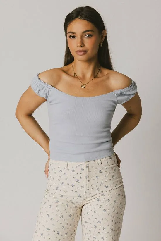 Bohme Ace Ribbed Top In Powder Blue Powder Blue Women Tees and Tanks