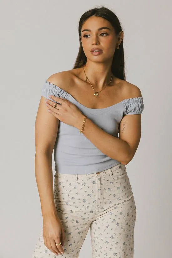 Bohme Ace Ribbed Top In Powder Blue Powder Blue Women Tees and Tanks