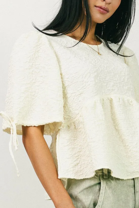 Bohme Alessia Peplum Top In Cream Cream Women Blouses