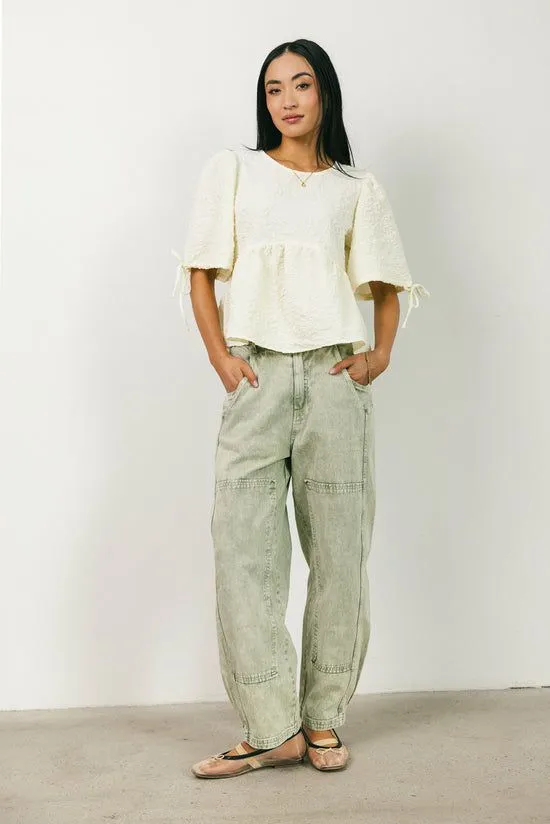 Bohme Alessia Peplum Top In Cream Cream Women Blouses