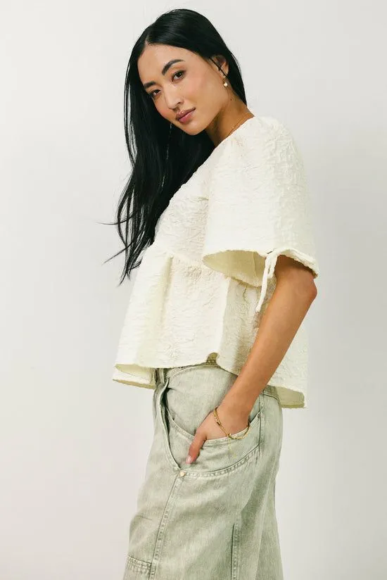 Bohme Alessia Peplum Top In Cream Cream Women Blouses