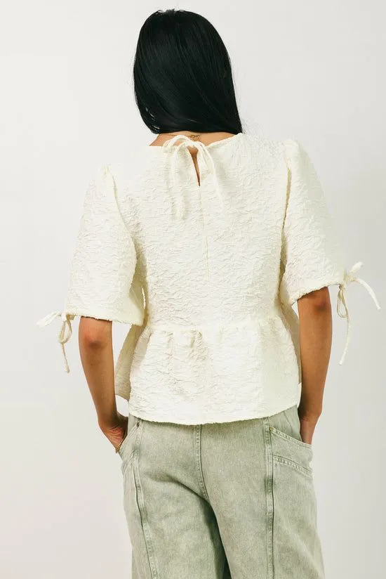 Bohme Alessia Peplum Top In Cream Cream Women Blouses