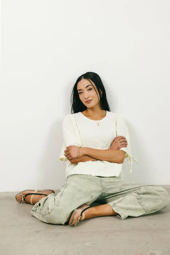 Bohme Alessia Peplum Top In Cream Cream Women Blouses