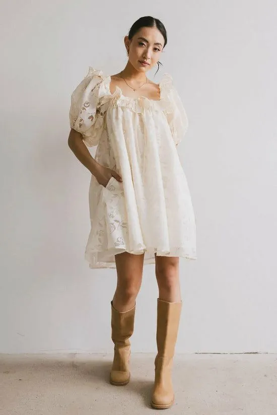 Bohme Alice Floral Babydoll Dress Ivory Women Dresses