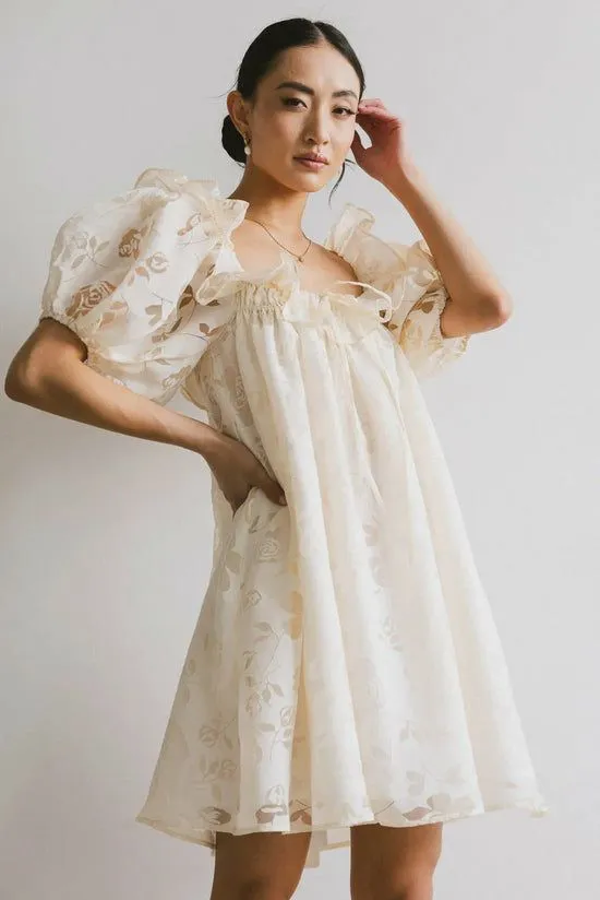 Bohme Alice Floral Babydoll Dress Ivory Women Dresses