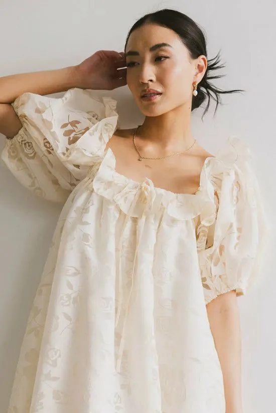 Bohme Alice Floral Babydoll Dress Ivory Women Dresses