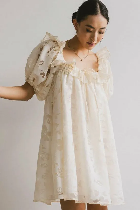 Bohme Alice Floral Babydoll Dress Ivory Women Dresses