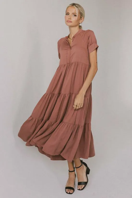 Bohme Amanda Tiered Dress In Raisin Raisin Women Dresses
