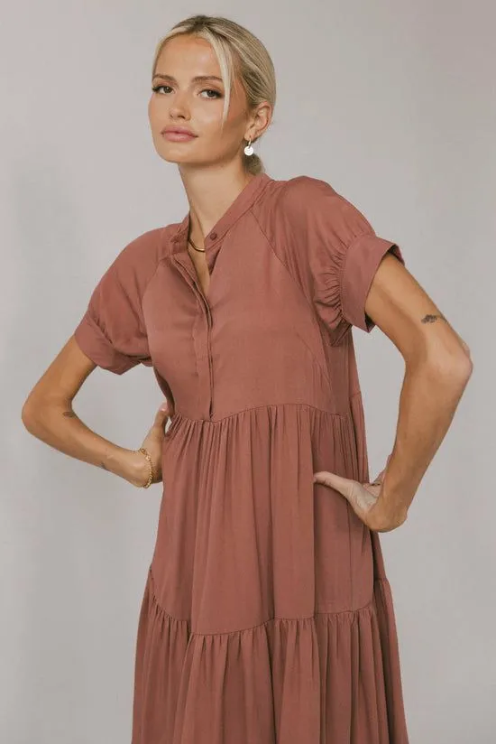 Bohme Amanda Tiered Dress In Raisin Raisin Women Dresses