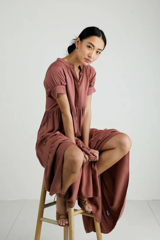 Bohme Amanda Tiered Dress In Raisin Raisin Women Dresses