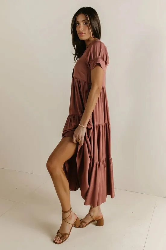 Bohme Amanda Tiered Dress In Raisin Raisin Women Dresses