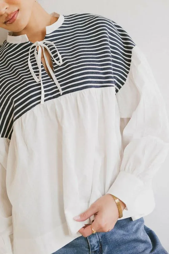 Bohme Anchor Striped Top White Women Tops