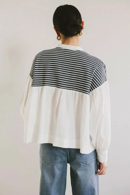 Bohme Anchor Striped Top White Women Tops