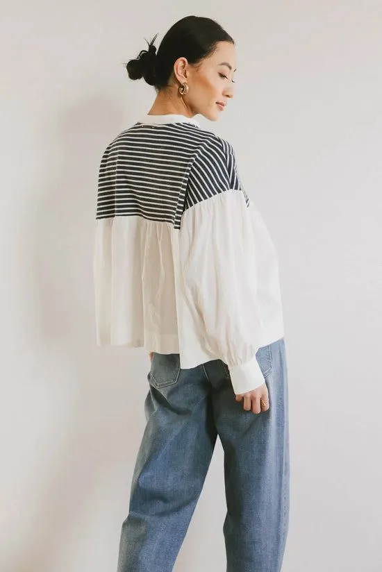 Bohme Anchor Striped Top White Women Tops
