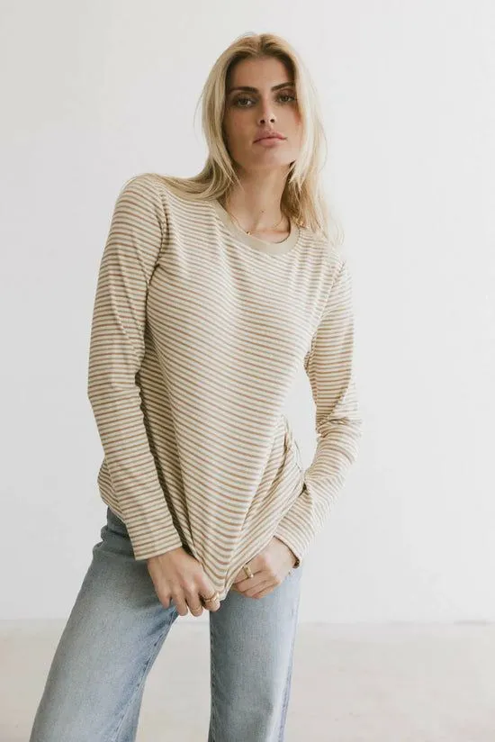 Bohme August Striped Ribbed Top Cream Women Tees and Tanks