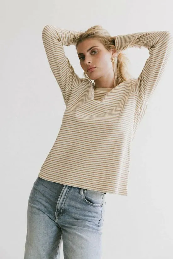 Bohme August Striped Ribbed Top Cream Women Tees and Tanks