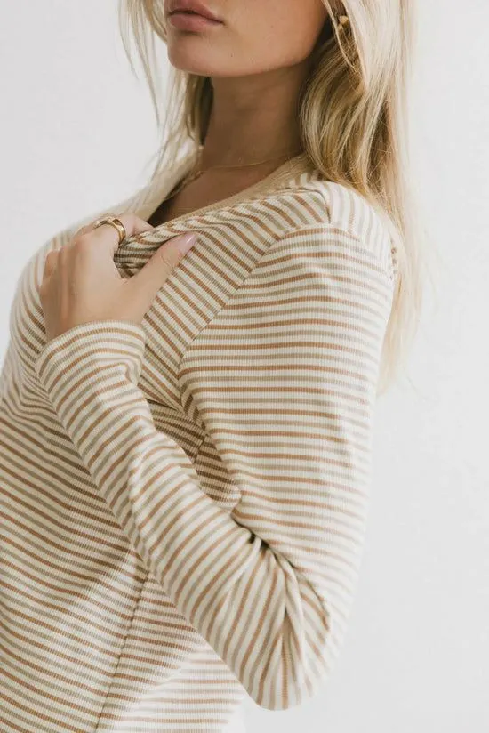 Bohme August Striped Ribbed Top Cream Women Tees and Tanks