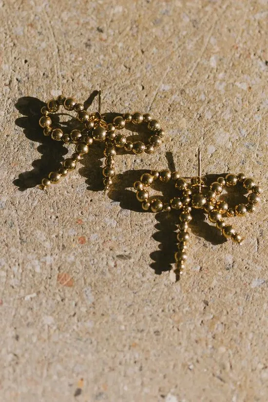 Bohme Avelina Beaded Bow Earrings Gold Women Jewelry