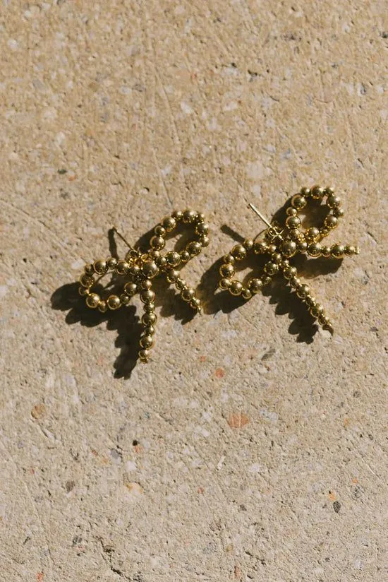 Bohme Avelina Beaded Bow Earrings Gold Women Jewelry Bohme Avelina Beaded Bow Earrings Gold Women Jewelry