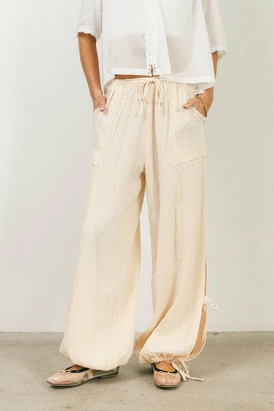 Bohme Avery Crinkle Joggers In Oatmeal Oatmeal Women Loungewear