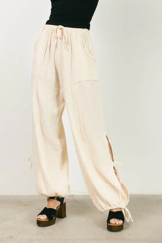 Bohme Avery Crinkle Joggers In Oatmeal Oatmeal Women Loungewear