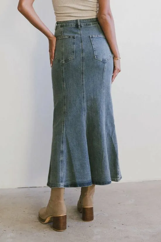 Bohme Azzy Denim Mermaid Skirt Medium Wash Women Skirts