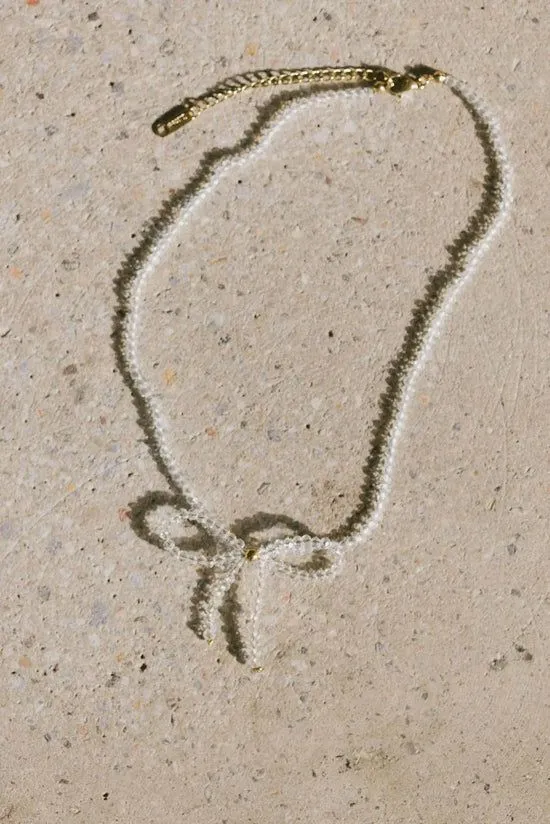 Bohme Beaded Bow Choker In White White Women Jewelry