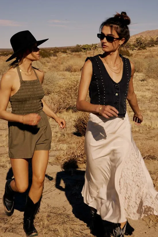 Bohme Bonnie Smocked Romper In Olive Olive Women Dresses