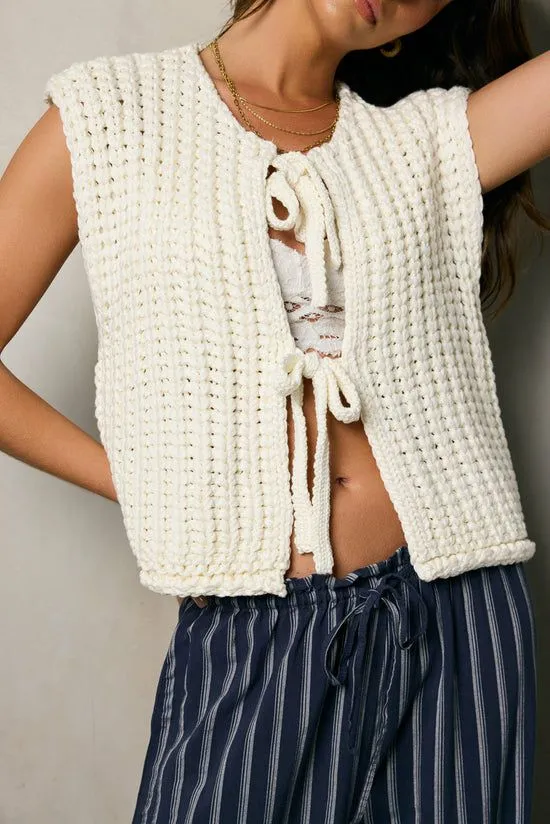 Bohme Brea Knit Vest In Cream Ivory Women Cardigans