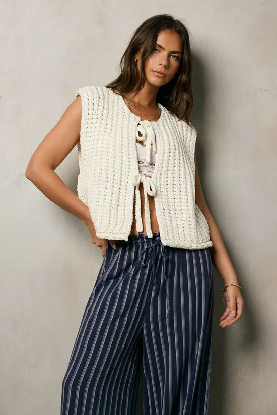 Bohme Brea Knit Vest In Cream Ivory Women Cardigans