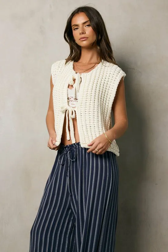 Bohme Brea Knit Vest In Cream Ivory Women Cardigans