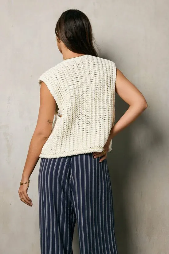 Bohme Brea Knit Vest In Cream Ivory Women Cardigans