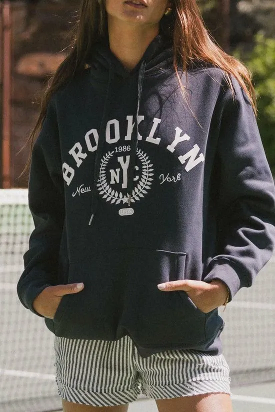 Bohme Brooklyn New York Graphic Hoodie Navy Women Loungewear